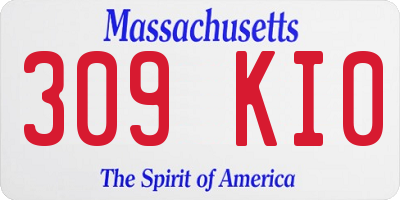 MA license plate 309KI0