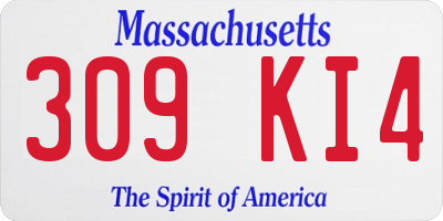 MA license plate 309KI4