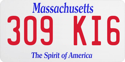 MA license plate 309KI6