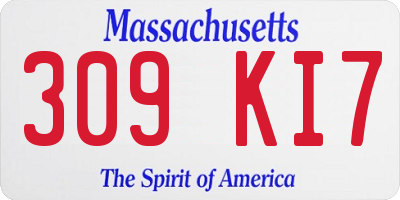 MA license plate 309KI7