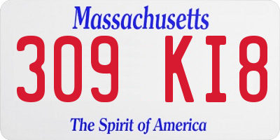 MA license plate 309KI8