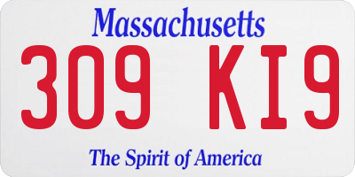 MA license plate 309KI9