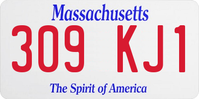 MA license plate 309KJ1