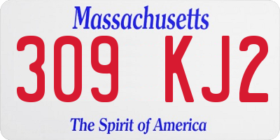 MA license plate 309KJ2