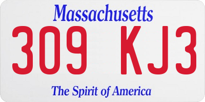 MA license plate 309KJ3