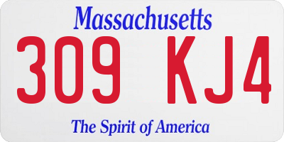 MA license plate 309KJ4