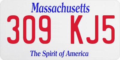 MA license plate 309KJ5