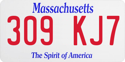 MA license plate 309KJ7