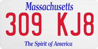 MA license plate 309KJ8