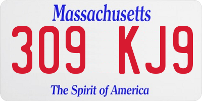 MA license plate 309KJ9