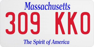 MA license plate 309KK0