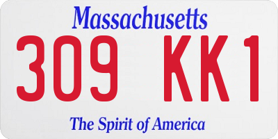 MA license plate 309KK1