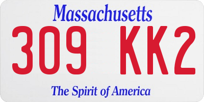 MA license plate 309KK2