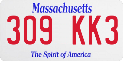 MA license plate 309KK3