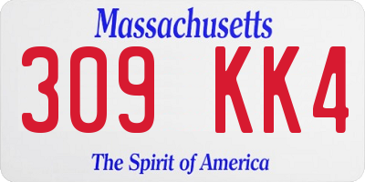 MA license plate 309KK4