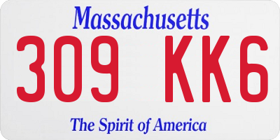 MA license plate 309KK6