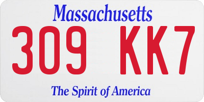 MA license plate 309KK7