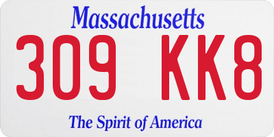MA license plate 309KK8