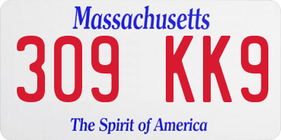 MA license plate 309KK9