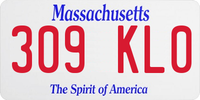 MA license plate 309KL0