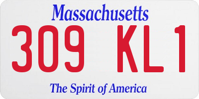 MA license plate 309KL1