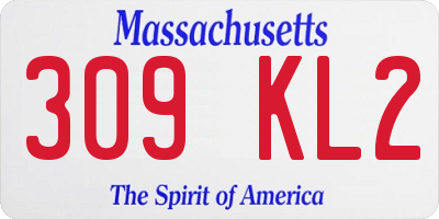 MA license plate 309KL2