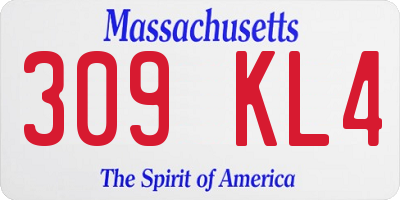 MA license plate 309KL4