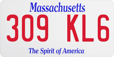 MA license plate 309KL6