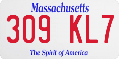 MA license plate 309KL7