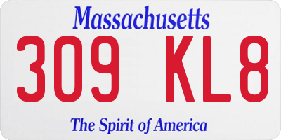 MA license plate 309KL8