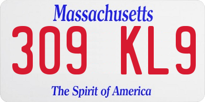 MA license plate 309KL9