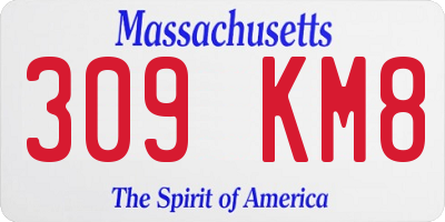 MA license plate 309KM8