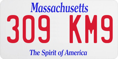 MA license plate 309KM9