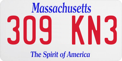 MA license plate 309KN3