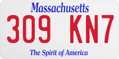 MA license plate 309KN7