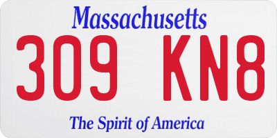MA license plate 309KN8