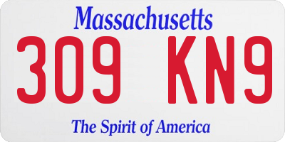 MA license plate 309KN9