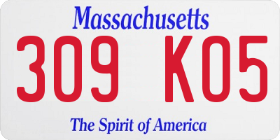 MA license plate 309KO5