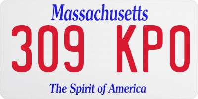MA license plate 309KP0