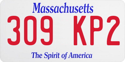 MA license plate 309KP2