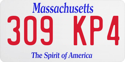 MA license plate 309KP4