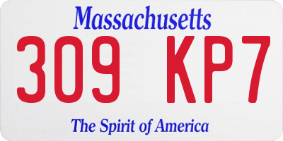 MA license plate 309KP7