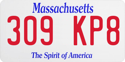 MA license plate 309KP8