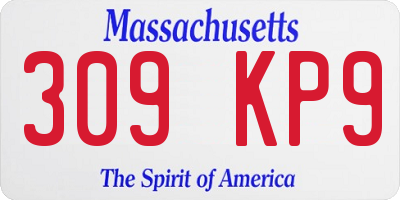 MA license plate 309KP9