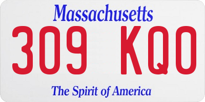 MA license plate 309KQ0