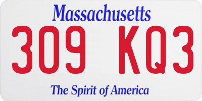 MA license plate 309KQ3