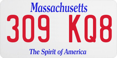 MA license plate 309KQ8