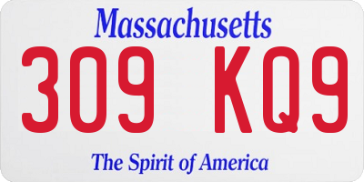 MA license plate 309KQ9