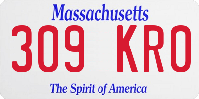 MA license plate 309KR0