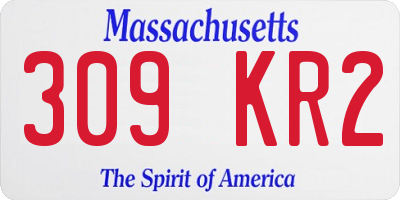 MA license plate 309KR2